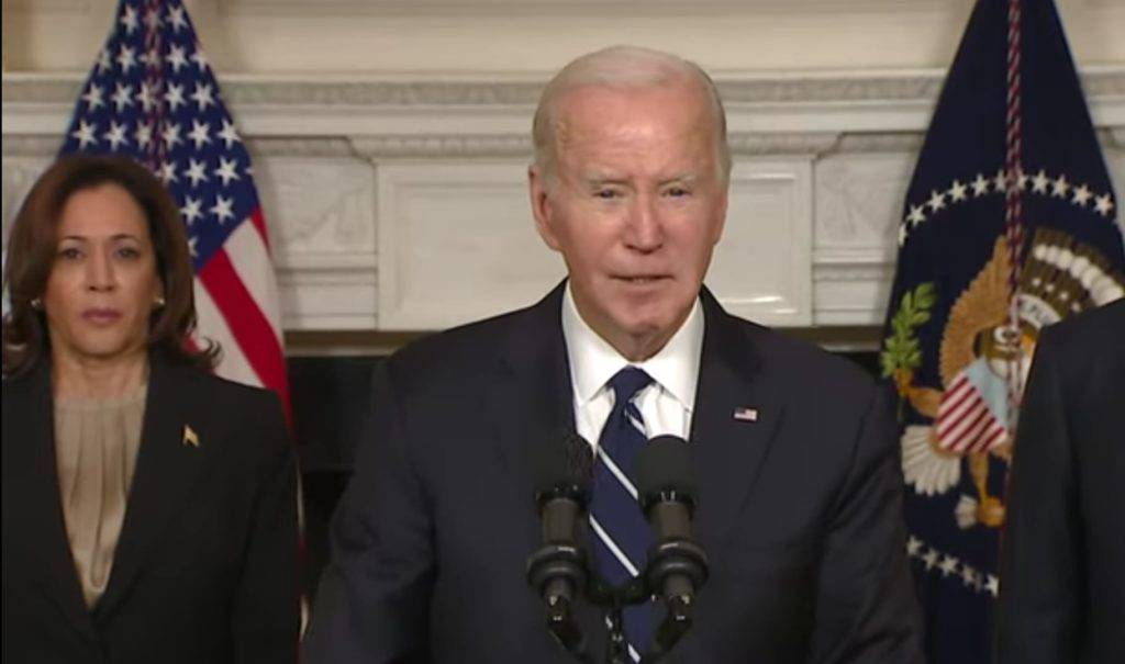 President Joe Biden Flanked By Vp Kamala Harris