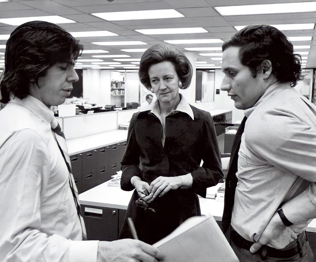 1973: Carl Bernstein, Katharine Graham, The Publisher Of The Washington Post, And Bob Woodward. (Mark Godfrey)