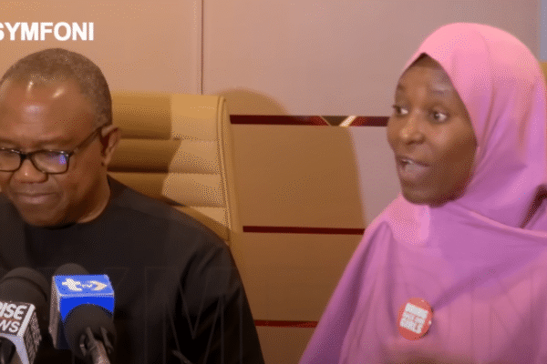 Peter Obi and Isha Yusuf at a press conference (Via symfoni image} labor party