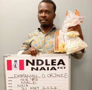 Ndlea Intercepts Paris-Bound Businessman Excretes 111 Wraps Of Cocaine At Abuja Airport