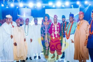 Vice President Kashim Shettima Stuns in Yoruba Attire at Former Ekiti Governor’s Daughter’s Traditional Wedding