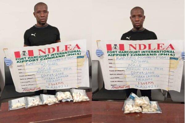 NDLEA Nabs Two Drug Kingpins, Seizes 125 Wraps of Heroin at Lagos, Port Harcourt Airports