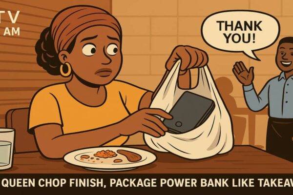 CCTV Catch Am: Slay Queen Chop Finish, Package Power Bank Like Takeaway – Wahala No Dey Finish