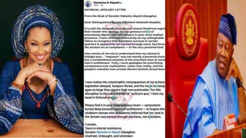 Senator Natasha Bows, Akpabio Smiles: Inside the Senate's Latest Episode of 'Who's Sorry Now?