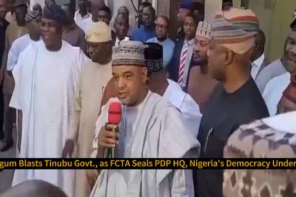 Damagum, PDP Acting National Chairman Blasts Tinubu Govt as FCTA Seals PDP HQ: Nigeria’s Democracy Under Siege