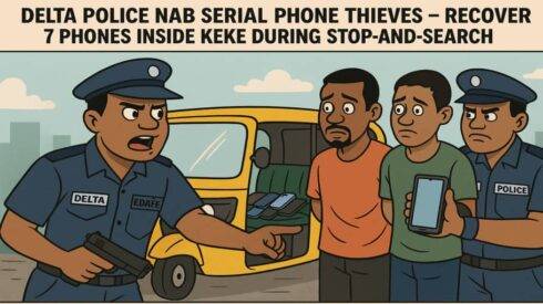 Delta Police Nab Serial Phone Thieves – Recover 7 Phones Inside Keke During Stop-and-Search Wahala