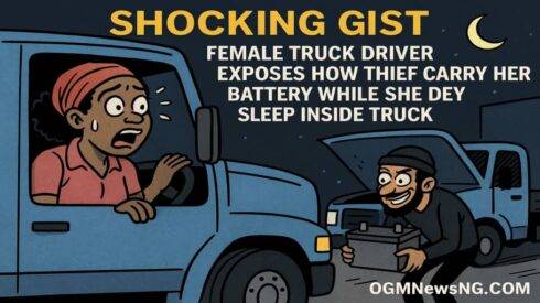 Female Truck Driver Exposes How Thief Carry Her Battery While She Dey Sleep Inside Truck