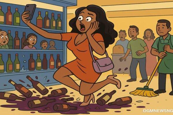 Lady Scatter Plenty Drinks for Supermarket While Snapping Picture – Watch As Wahala Unfold Like Nollywood Drama