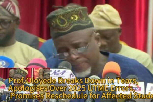 JAMB Registrar Prof. Oloyede Breaks Down in Tears, Apologises Over 2025 UTME Errors, Promises Reschedule for Affected Students