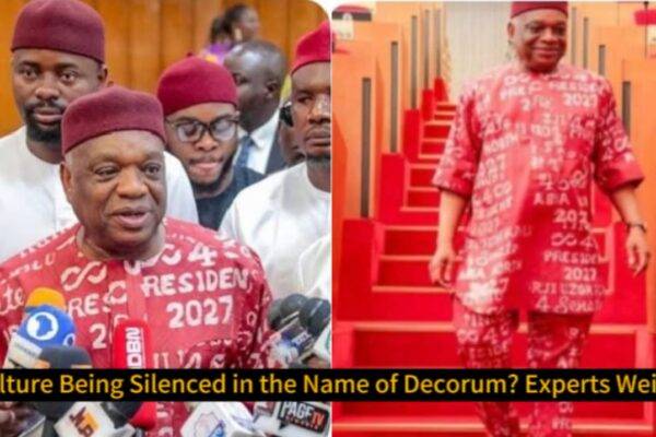 Senator Orji Uzor Kalu Ignites Senate Firestorm With Daring Cultural Attire – Dress Code Debate Erupts