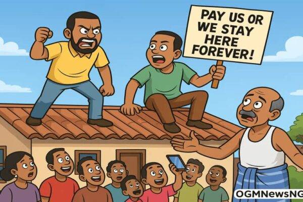 Two Enugu Brothers Climb Papa Roof Demand Settlement – Community Shock as Financial Wahala Land for Top Zinc