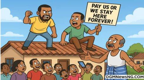 Two Enugu Brothers Climb Papa Roof Demand Settlement – Community Shock as Financial Wahala Land for Top Zinc