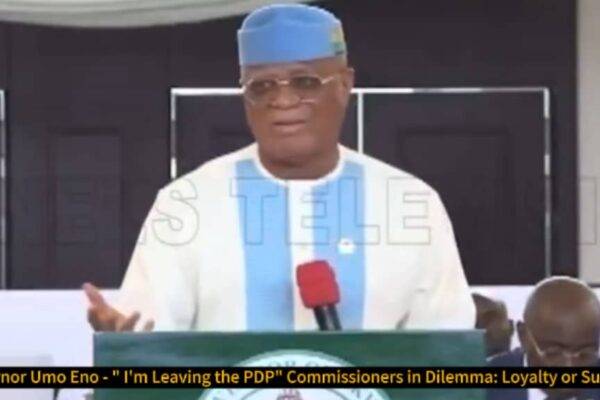 Governor Umo Eno Shocks Nation: Explosive PDP Exit Ignites South-South Political Crisis