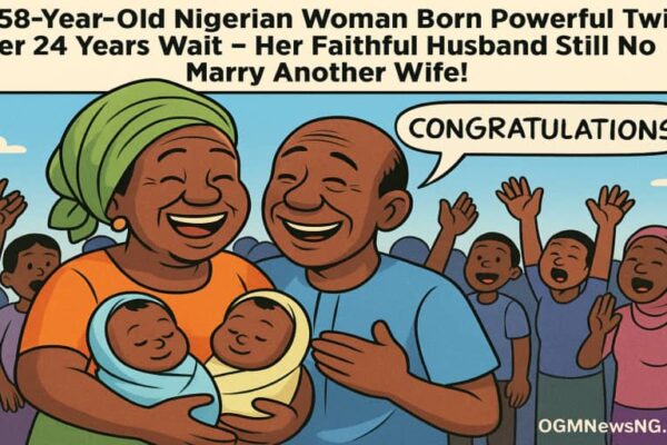 One 58-Year-Old Nigerian Woman Born Powerful Twins After 24 Years Wait – Her Faithful Husband Still No Marry Another Wife