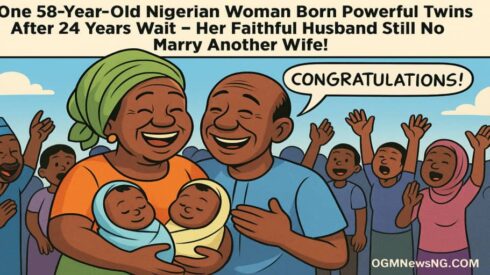 One 58-Year-Old Nigerian Woman Born Powerful Twins After 24 Years Wait – Her Faithful Husband Still No Marry Another Wife