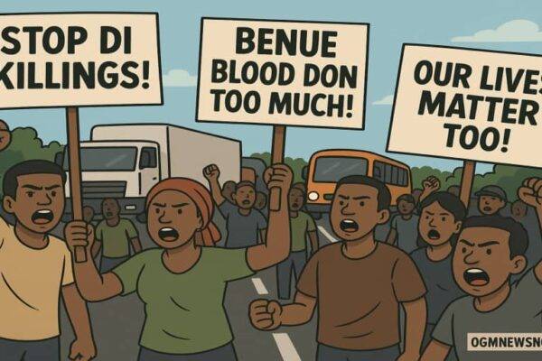 Angry Benue Youth Block Abuja-Makurdi Expressway Over Killings – Protest Full Ground!