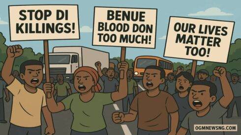 Angry Benue Youth Block Abuja-Makurdi Expressway Over Killings – Protest Full Ground!