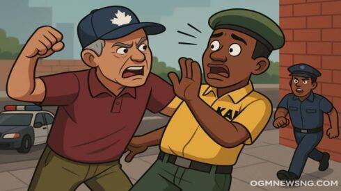 One Canada Returnee Don Beat KAI Official for Lagos – Say Him No Cross Ocean to Dey Obey Footbridge!"