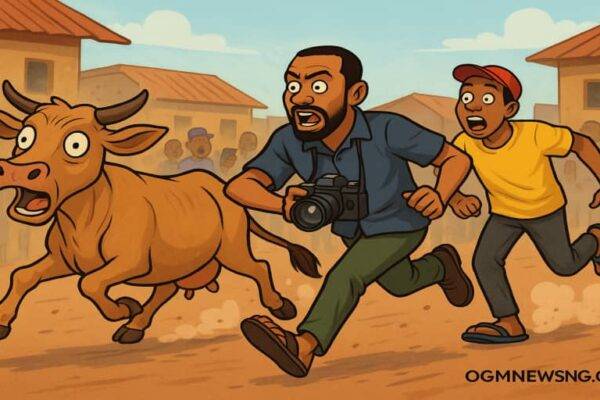 Folastag and Him Assistant Chase Mad Cow for Ijebu Ode — Crazy Chase Weh Shock Everybody