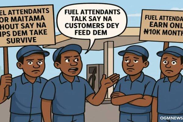 Fuel Attendants for Maitama Shout Say Na Tips Dem Take Survive – Abuja Workers Cry Say Salary Na Only ₦10k Monthly