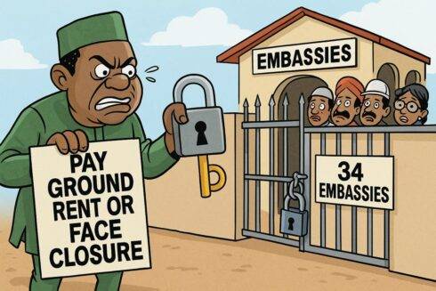 Ground Rent Gbas Gbos: 34 Embassies for Abuja Fit See Padlock by Tuesday, FG Don Para Over 11-Year Debt!