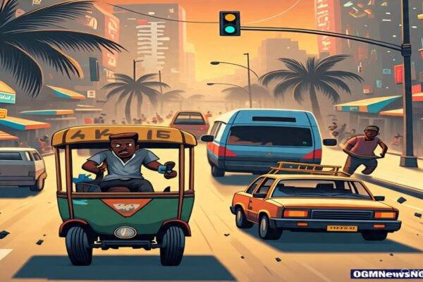 One Lagos Driver Jam Keke Rider for One-Way – Blood Flow, Driver Run, Police Enter Full Palava