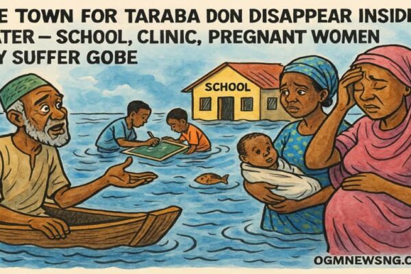 One Town for Taraba Don Disappear Inside Water – School, Clinic, Pregnant Women Dey Suffer Gobe
