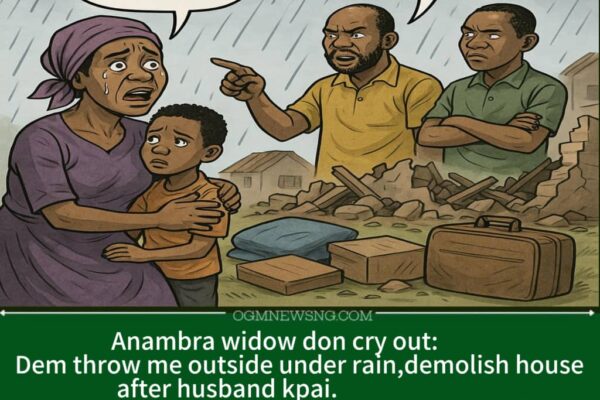 Anambra Widow Cry Out as In-Laws Allegedly Chase Her & Children, Demolish House After Husband kpai