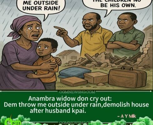 Anambra Widow Cry Out as In-Laws Allegedly Chase Her & Children, Demolish House After Husband kpai