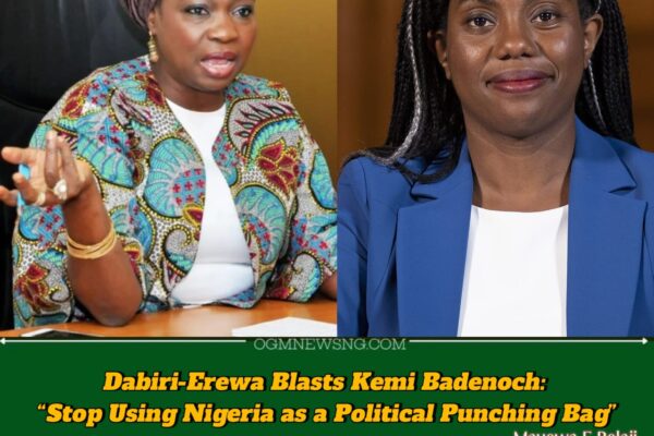 NiDCOM Boss Dabiri-Erewa Fires Back at Badenoch: “Misrepresenting Nigeria Won’t Make You More British”