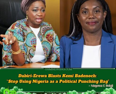 NiDCOM Boss Dabiri-Erewa Fires Back at Badenoch: “Misrepresenting Nigeria Won’t Make You More British”