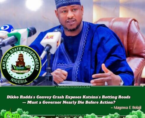Governor Dikko Radda Escapes Road Mishap — Katsina Governor’s Convoy Crash Ignites Public Outrage Over Collapsing Infrastructure