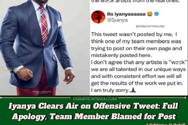Iyanya Issues Powerful Apology After Offensive Tweet Backlash – Blames Team Error, Says ‘No Artiste Is Wack