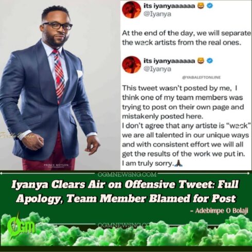 Iyanya Issues Powerful Apology After Offensive Tweet Backlash – Blames Team Error, Says ‘No Artiste Is Wack