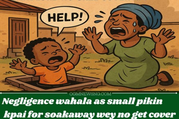Soakaway Wahala: 3-Year-Old Pikin Fall Enter soakaway, Mama Cry Say Landlord No Gree Cover Am