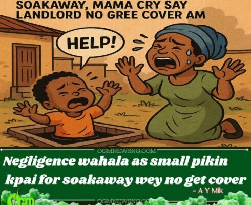 Soakaway Wahala: 3-Year-Old Pikin Fall Enter soakaway, Mama Cry Say Landlord No Gree Cover Am