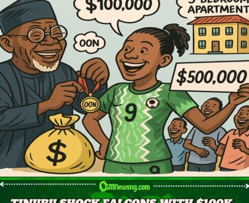 Tinubu Dash Super Falcons $100K, National Honour & 3-Bedroom Houses – Na Real Better Reward for Our Ball Queens!