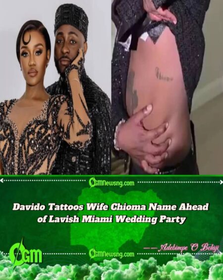 Davido Flaunts Bold Tattoo of Wife’s Name “Chioma” in Pre-Wedding Surprise