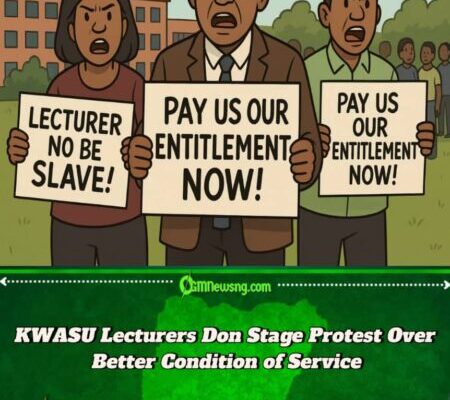 KWASU Lecturers Don Stage Protest Over Poor Salary and Condition of Service