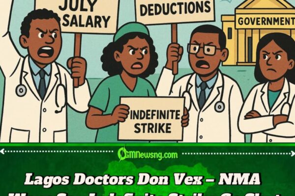 Lagos Doctors Don Para Again – NMA Warn Say Indefinite Strike Go Jam Public Hospitals If Gov No Return July Salary Cut
