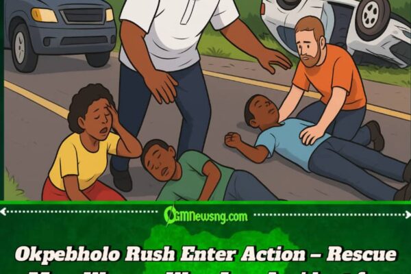 Okpebholo Show Big Courage as E Help Save Pipu for Benin–Auchi Accident Scene