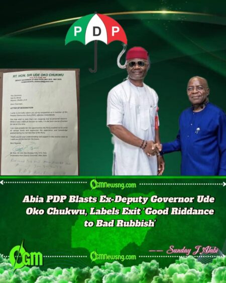 Abia PDP Hits Back at Ude Oko Chukwu, Calls Resignation ‘Good Riddance’