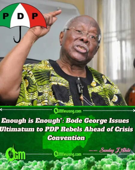PDP Elder Demands Expulsion of "Progress Terminators" as Party Faces Leadership Showdown ::If You're Progress Terminator, Ship Yourself Out, Bode George Warns PDP Dissenters