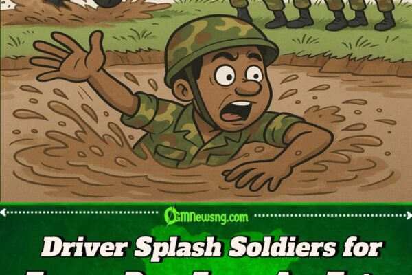 Driver Splash Soldiers for Enugu, Dem Force Am Enter Dirty Puddle