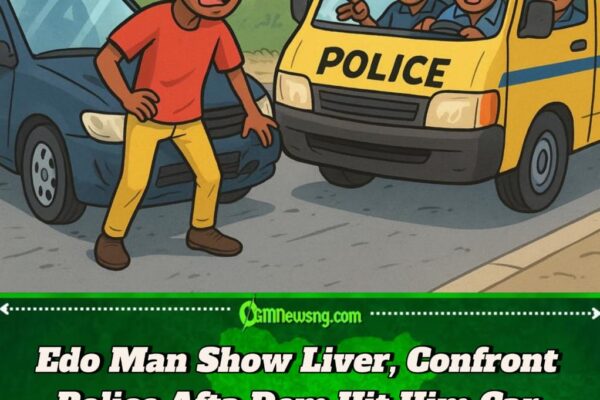 Edo Wahala: Man Blocks Police After Dem Demolish Him Car Bumper for Irhirhi Road