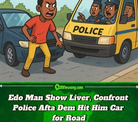 Edo Wahala: Man Blocks Police After Dem Demolish Him Car Bumper for Irhirhi Road