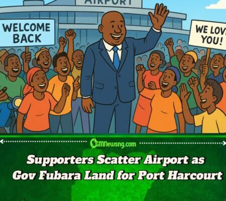 Governor Fubara Return:Port Harcourt Airport Scatter as Supporters Jam Ground to Welcome Gov Fubara