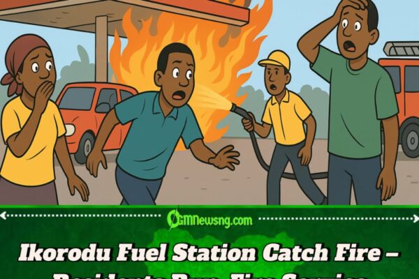 Ikorodu Fuel Station Catch Fire – Panic Everywhere as Residents Run for Safety”