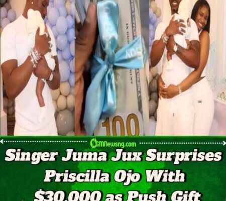 Singer Juma Jux Gifts Priscilla Ojo $30,000 Cash in Viral Push Gift Surprise