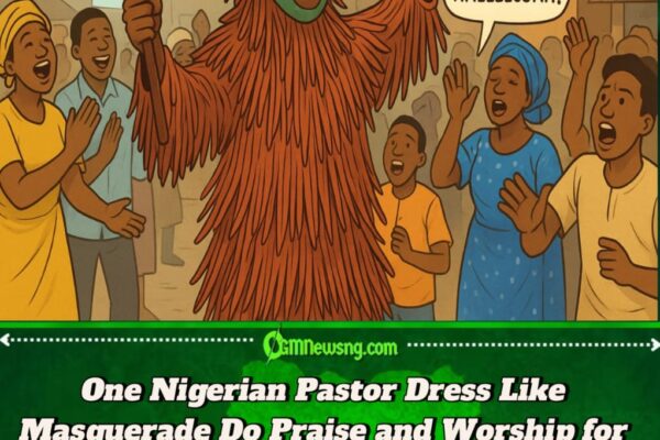 One Nigerian Pastor Dress Like Masquerade Sing Praise and Worship for Street Crusade – Nigerians React